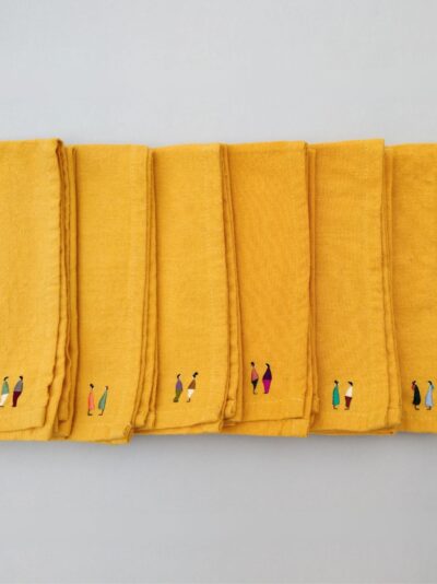 Lot de 6 serviettes de table jaunes