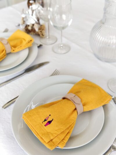 Lot de 6 serviettes de table jaunes