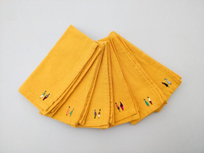 Lot de 6 serviettes de table jaunes