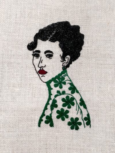 Dame à la dentelle verte